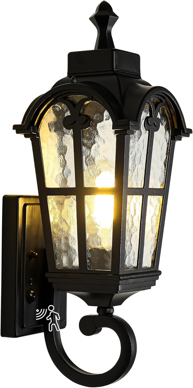 Motion Sensor Dawn to Dusk Outdoor Sensor Light Fixture Waterproof Porch Lights Anti-Rust Exterior Lighting Outdoor Wall Lantern Outside Wall Light for Patio Front Door Garden Garage
