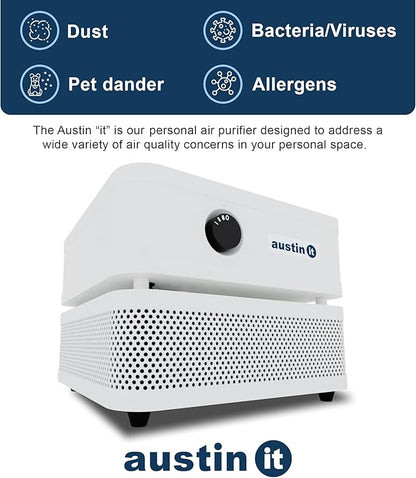 Austin Air it Room Air Purifier with VOC Carbon Wrap Air Filters - Personal Air Filter Single Room Air Purifiers - Portable Allergy Purifier - Stylish Tabletop Purifier for Dust, Model C100CC1