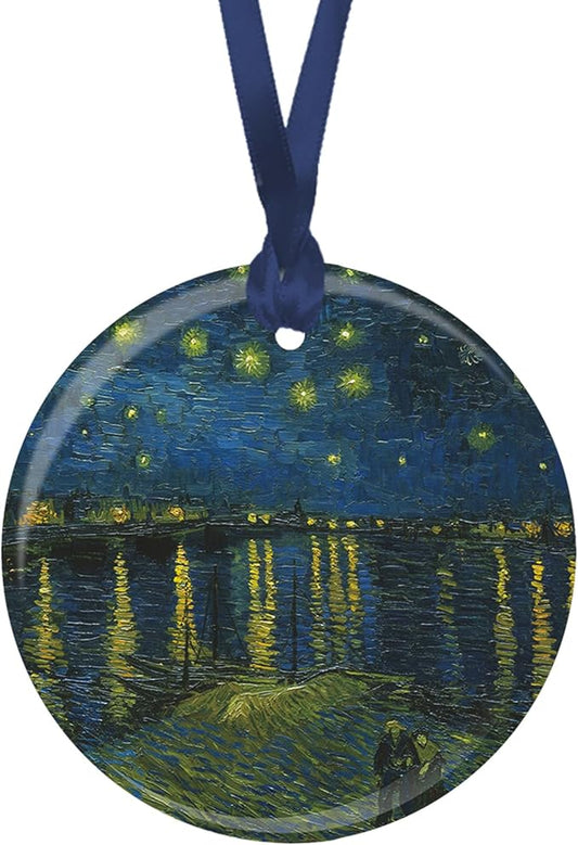 Christmas Tree Ornament, Porcelain Van Gogh Over The Rhone fine Art Keepsake Ornament by RainCaper