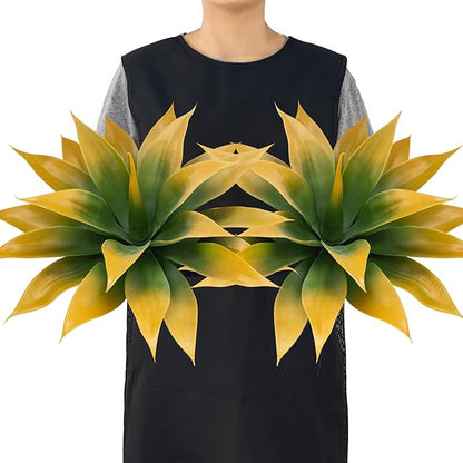 Artificial Agave Plants,Large UV Resistant Fake Agave Planters for Indoor and Outdoor Decorating Tropical Plant Succulents Greenery Indoor Decor (2Pack,18" Yellow)