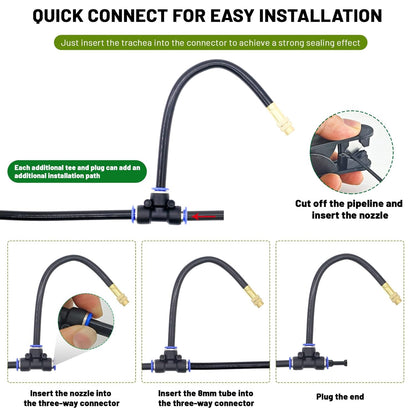 360° Adjustable Drip Irrigation System - 40FT Garden Watering System with 13 Nozzles, Garden Irrigation System, Greenhouse Accessories, Atomizing System for Yard, Lawn, Plants, 5/16 inch Hose