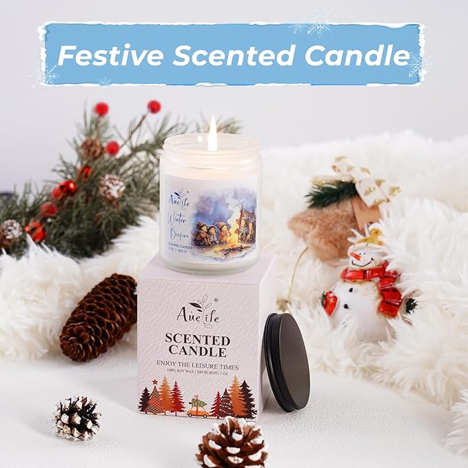 Warm & Cozy Soy Scented Candle - Holiday Scent for Home & Winter Christmas Gifts
