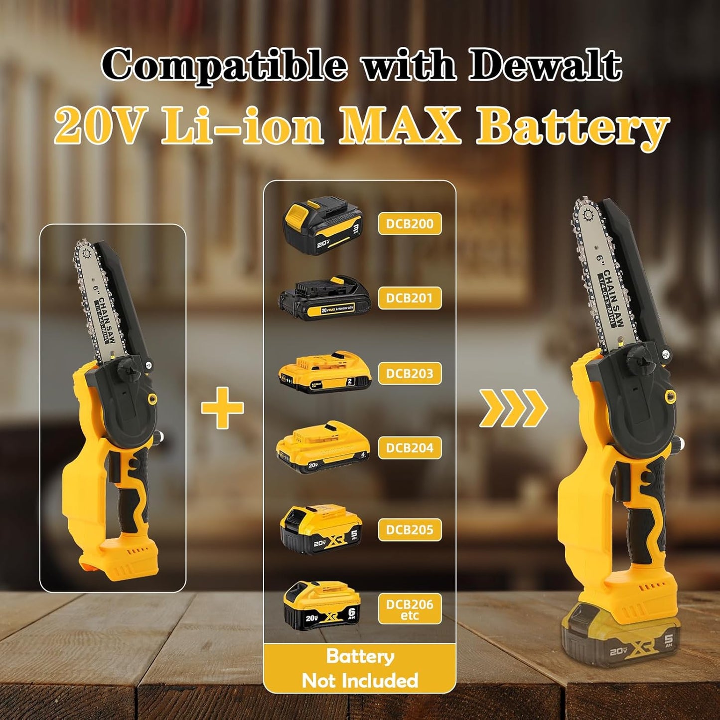 Mini Chainsaw for Dewalt 20V MAX Battery, Brushless 8 Inch & 6 Inch Handheld Pruning Chainsaws with Security Lock, Cordless Portable Chain saw for Tree Branches/Wood Cutting(Tool Only)