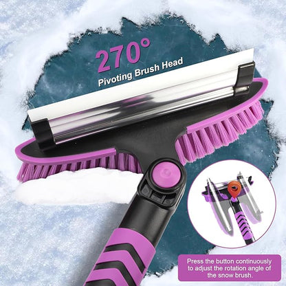 COMOWARE Snow Brush, Extendable Ice Scrapers for Car Windshield with 270° Pivoting Head, Lightweight Aluminum Body Snow Removal Tool with Ergonomic Foam Grip, Snow Scraper for Car Truck SUV