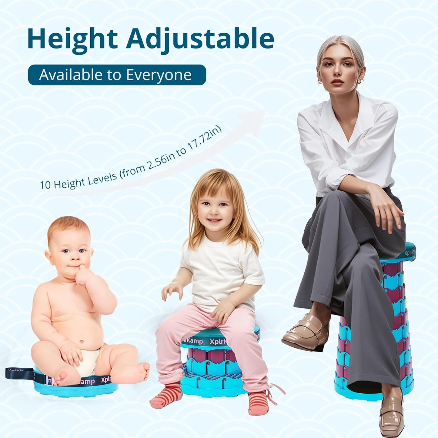 Retractable Folding Stool - Heavy Duty 400 lb Collapsible Portable Stool for Camping, Hiking, Fishing, Indoor/Outdoor with Non-Slip Base and Lightweight Design (Blue Purple, 2-Pack)