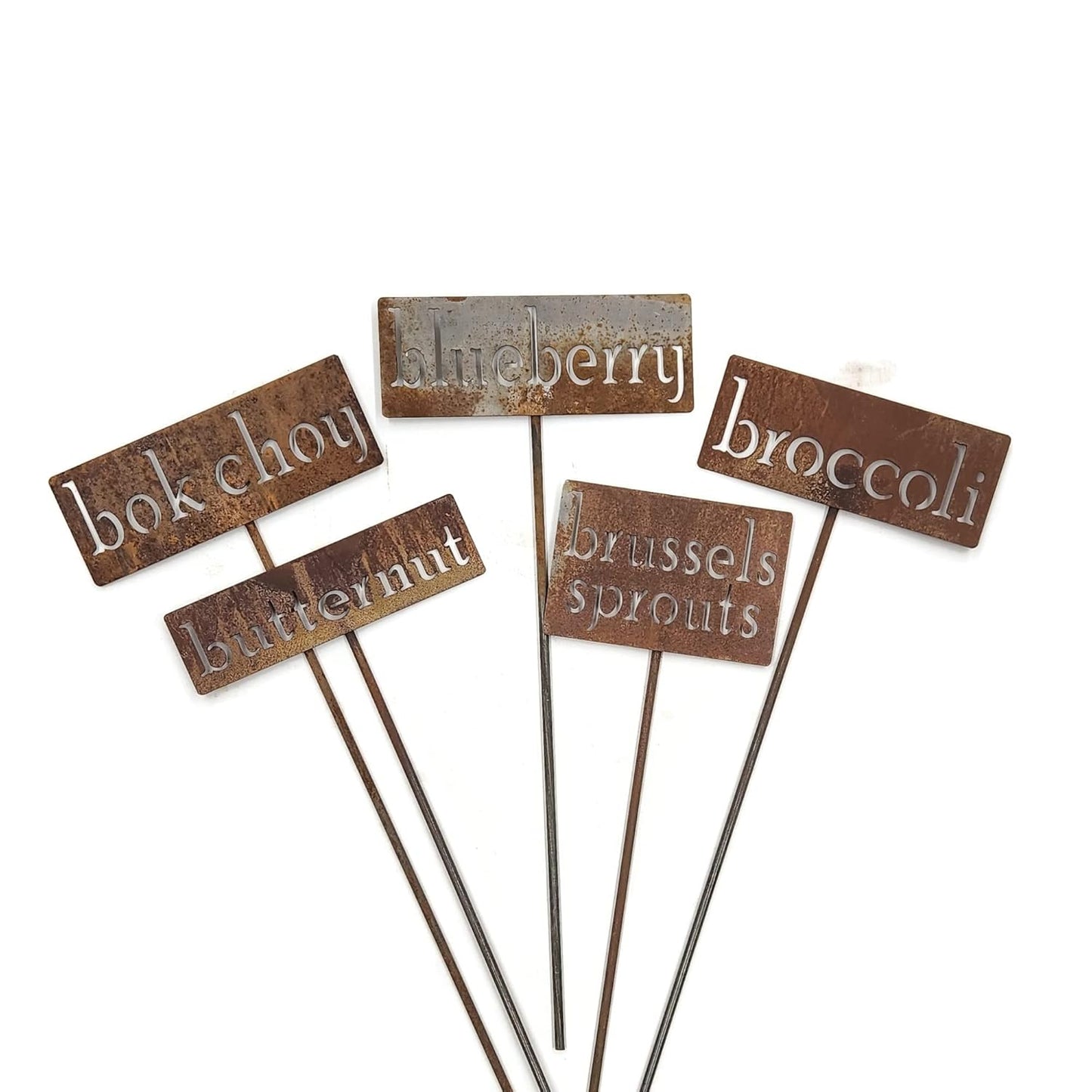 Classic Metal Garden Markers 19 Inches Tall (bok choy, Naturally Rusted)