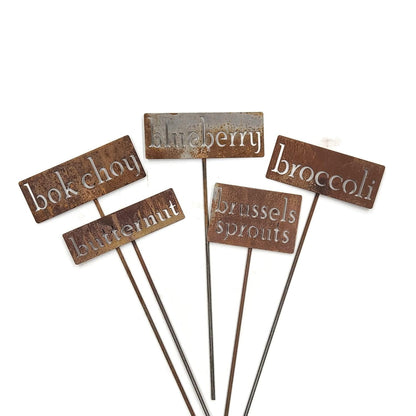 Classic Metal Garden Markers 19 Inches Tall (bok choy, Naturally Rusted)