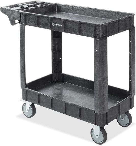 Dryser Utility Cart with Wheels, 40" x 17" Heavy Duty 550 lb. Capacity with Shelves - 2 Tier Rolling Cart with Two 5" Swivel Casters for Warehouse, Garage, Cleaning