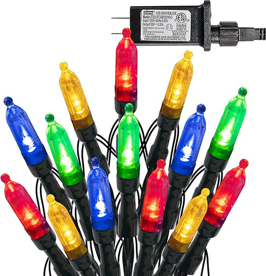 Dazzle Bright 200 LED Christmas Mini String Lights, 65FT Connectable Waterproof 8 Modes Fairy Lights for Indoor Outdoor Patio Garden Holiday Party Decorations (Multi-Colored)