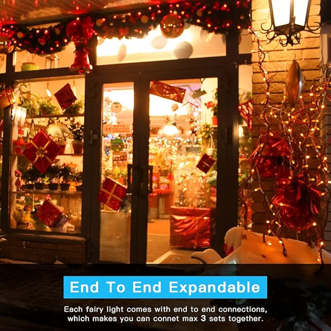 AmyHomie 300LED Orange Halloween String Lights with UL Certified, Waterproof Fall Lights Outdoor Indoor Fall Decor Fairy String Lights for Party, Thanksgiving Day, Holiday Decoration(Orange)