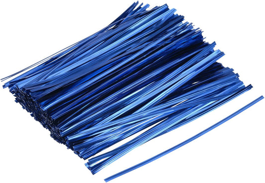 MECCANIXITY Foil Twist Ties 6" 15cm Metallic Plastic Closure Tie for Tying Bread, Candy, Cookies, Gift Bags Arts Crafts Ties Blue Pack of 750