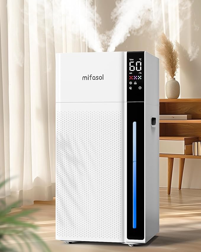 Mifasol Humidifier Large Room, 5.3Gal/20L Warm and Cool Mist Humidifiers for Home 1500 sq ft, Double Nozzles Whole House Humidifier, Humidifiers for Bedroom Plants Office Commercial Large Areas, White