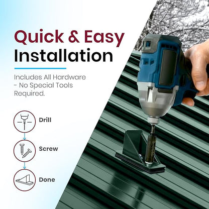 50 Pack Snow Guards for Metal Roofs – Includes Perfect Seal Gaskets & Screws – Heavy-Duty Polycarbonate Snow & Ice Stops – Prevents Sliding Snow | Hunter Green | Made in USA