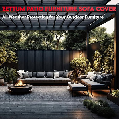 Zettum Patio Sofa Cover 80 Inch - 600D Outdoor Couch Cover Furniture Cover Waterproof & Heavy Duty, Large 3-Seater Bench Cover for Outside Sofa, Loveseat, Couch, Glider and Bench - 80 x 42 x 33 Inch