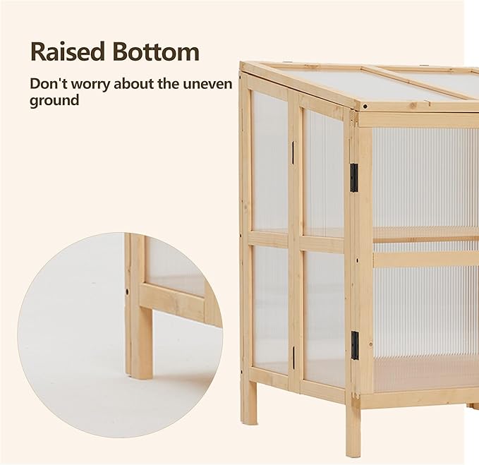 OTXIIN Cold Frame Greenhouse Cabinet, Heavy-Duty Outdoor Plant Protection Box, Portable Mini Greenhouse for Winter Gardening, Seedlings, Vegetables & Herbs