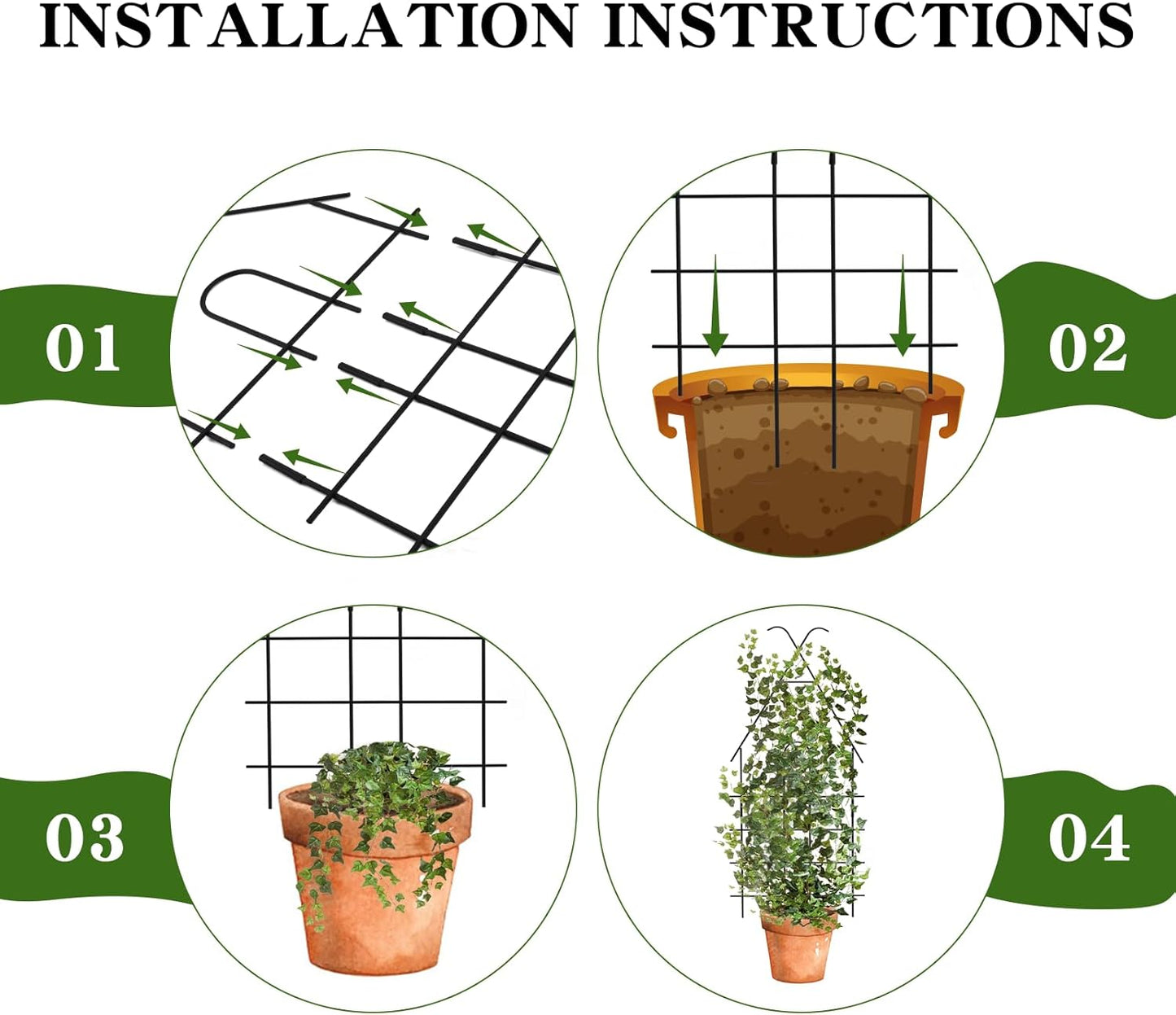 ZOUTOG Trellis for Climbing Plants Indoor 4 Pack 30 Inch,Rustproof Metal Garden Trellis for Potted Plants,Houseplant Support Indoor Outdoor for Ivy Pothos Monstera Hoya Flower Vines(House Shape)