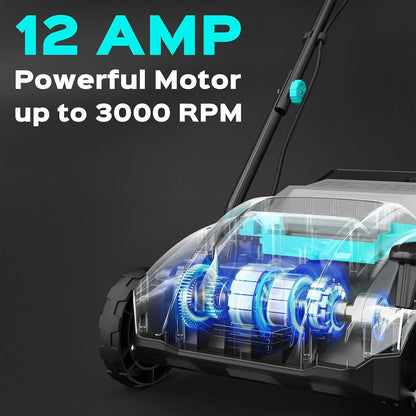 2-in-1 Electric Dethatcher & Scarifier, 13-Inch Electric Lawn Dethatcher with 4-Position Depth Adjustment, 8 gal Thatch Bag, Gray