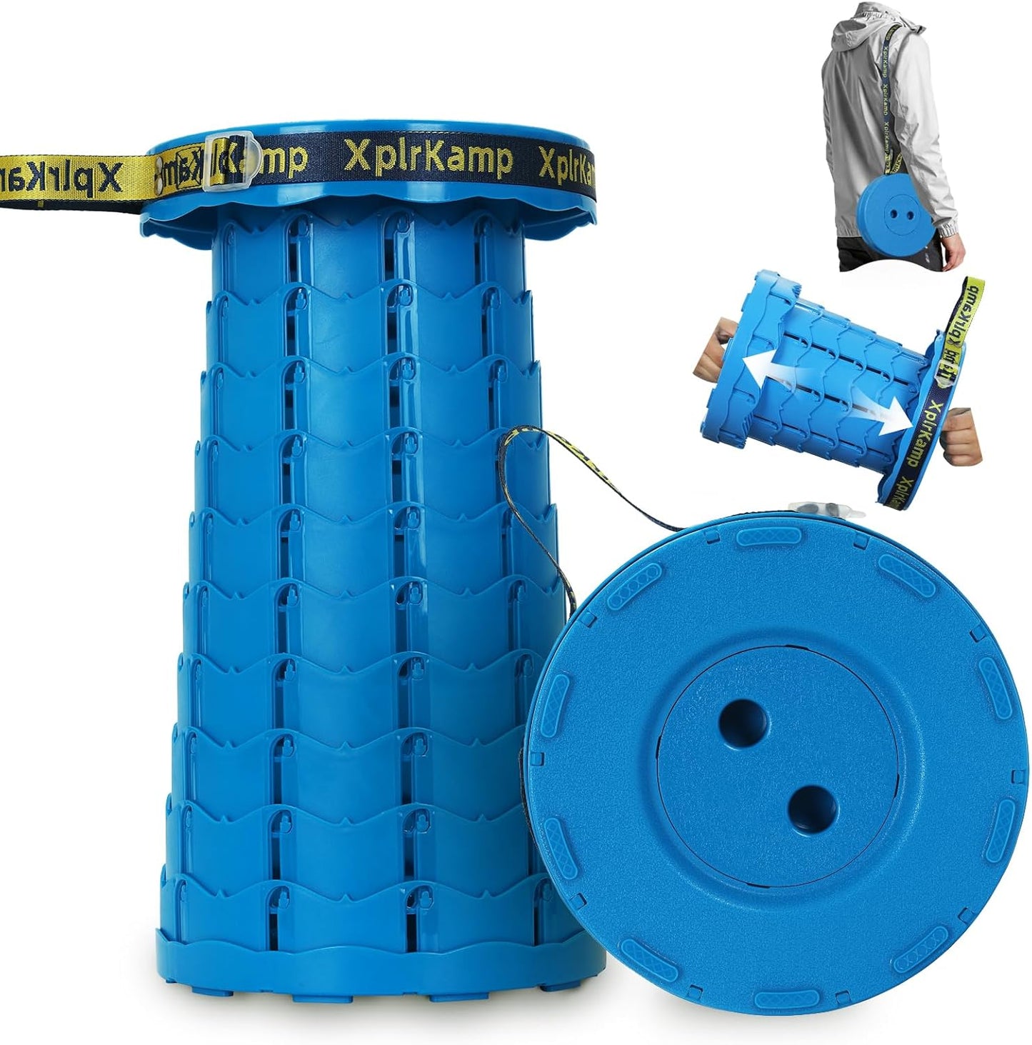 Upgraded Thickened Collapsible Stool, Portable Folding Stool Chair Lightweight But Sturdy Foldable Camping Stool, Retractable Telescopic Seat for Picnics Fishing Hiking BBQ (1, Blue)