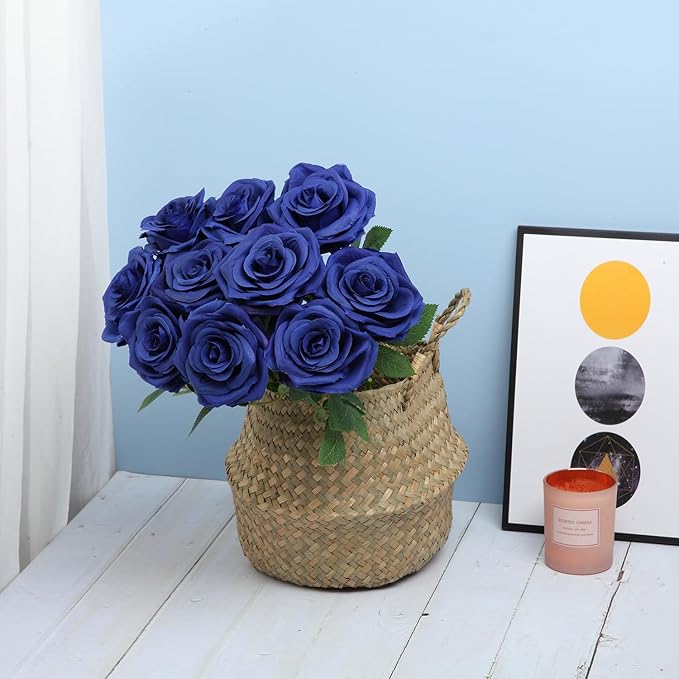 15pcs Fake Roses Artificial Silk Flowers Faux Rose Flower Long Stems Bouquet for Arrangement Wedding Centerpiece Party Home Kitchen Decor