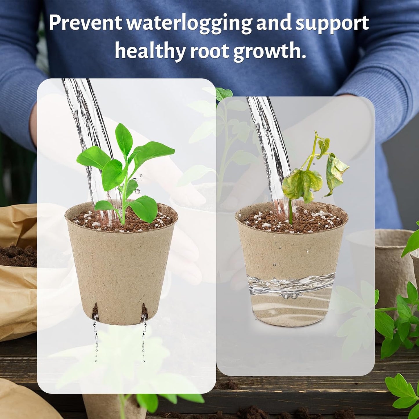 120 Packs 3.15 Inch Peat Pots, Biodegradable Pots for Seedlings with Drainage Holes, Herb Seed Starter