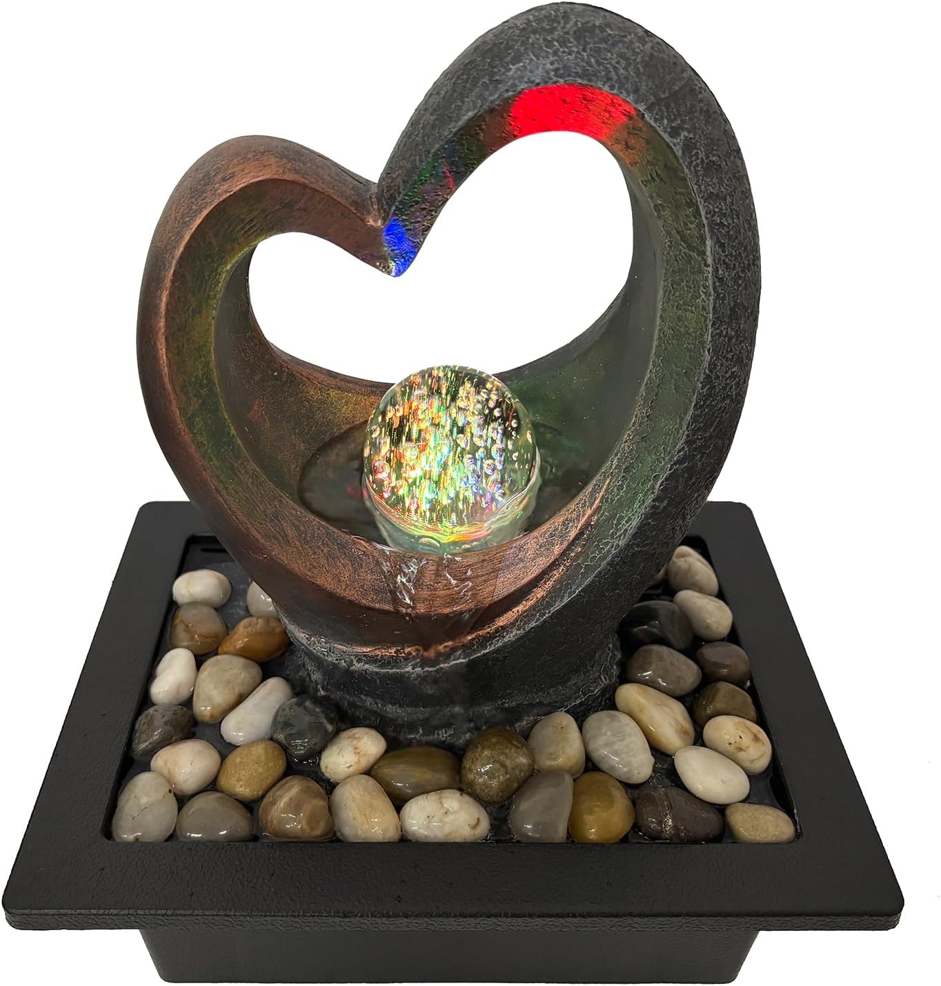 Spinning Orb Rock Cascading Tabletop Fountain, Zen Meditation Indoor Waterfall Feature with ON/Off Switch, Waterfall Fountain with LED Light for Home Office Bedroom