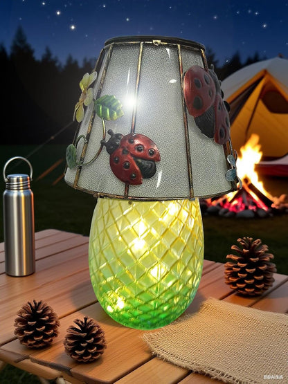 Ladybug Solar Garden Lights Outdoor Decor - Waterproof Tabletop Solar Lamp - Cordless Table Lamps for Garden Patio Porch Yard Backyard Balcony Wedding, Gifts for Mom (Ladybug)