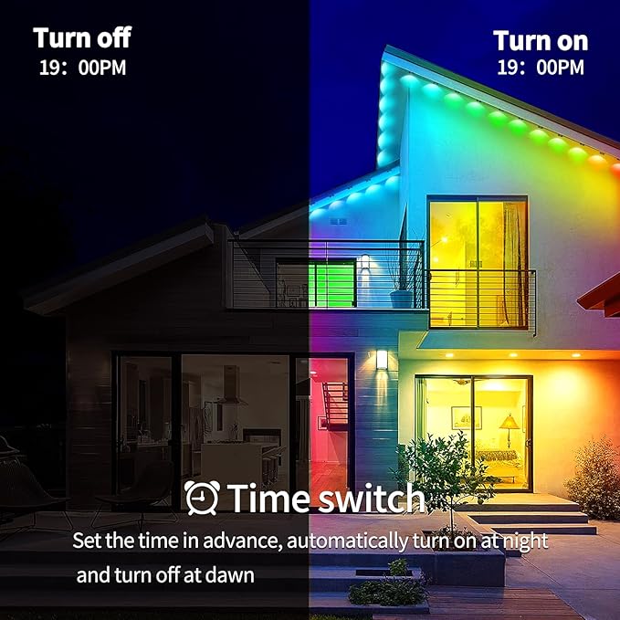 400ft Permanent Outdoor Lights,RGB Eaves Lights,DIY Scene Modes IP67 Waterproof Outside Under Eave Lighting,Smart Christmas Light for Outdoor Decor,Garden Decor,House,Party(Two 200ft Rolls)