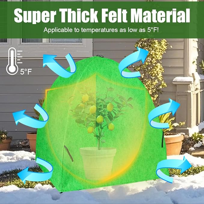 Frost Covers for Plants, 2-Pack Durable Plant Covers Freeze Protection, Reusable Tree Cover for Winter, Plant Tents Grow Bag Outdoor
