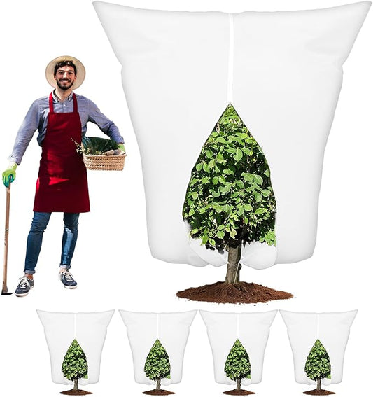 4PCS Large Plant Covers Freeze Protection 2.2oz Reusable Winter Frost Cloth Plant Protection Jacket Cover Bags Frost Blankets, for Shrub Trees Outdoor Plants Fruit Tree Potted, 75"W x 90"H