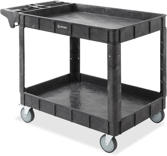 Dryser Utility Cart with Wheels, 46" x 25" Heavy Duty 550 lb. Capacity with Shelves - 2 Tier Rolling Cart with Four 5" Swivel Casters for Warehouse, Garage, Cleaning