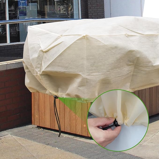 Plant Cover Freeze Protection, Winter Plant Covers, Plant Frost Cover, Tree Plant Freeze Protection Covers, Planter Plant Winter Frost Blanket with Zip Drawstring,2 Pack (59x17.7x15.7INCH)