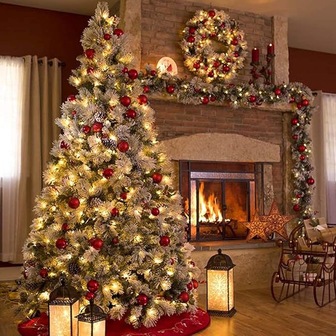 Christmas Lights - Battery Operated String Lights 33ft 100LED Outdoor String Light with Timer & 8 Modes, LED String Lights for Indoor Outdoor Wreath Christmas Wedding Party Decor, Warm White, 2 Pack