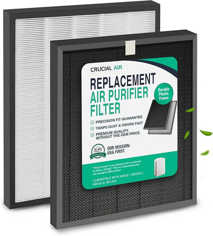 2 Replacement Air Purifier Filters Compatible with Winix J Models HR950 & HR1000 - Includes 1 Air Purifier Filter & 1 Carbon Filter - Compatible with Part # 117130- (2 Pack) by Think Crucial
