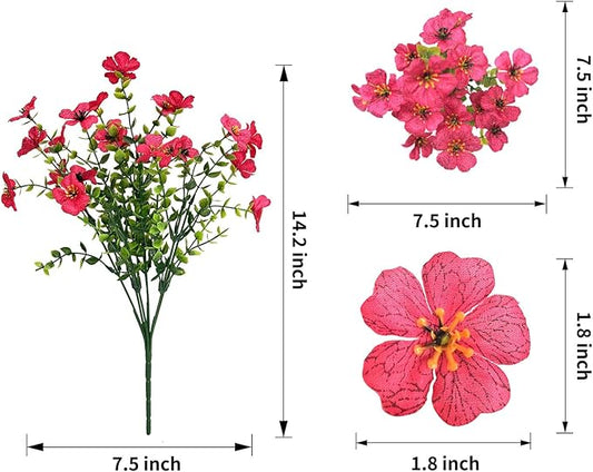 YHJZ Artificial Flowers Plants for Outdoor Indoor Garden Home Decoration Faux UV Resistant Silk Violet Flowers for Outside Planter Front Door Porch Yard Patio Window Box Home Decor(18 Bundles)