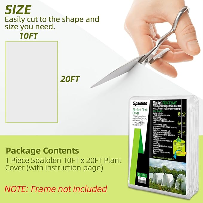 Plant Covers Freeze Protection, 10ft X 20ft Floating Row Cover 1.47 oz/yd² Fabric, Garden Frost Cloth Frost Blanket Plant Frost Covers for Outdoor Winter Frost/Sun Pest Protection - White