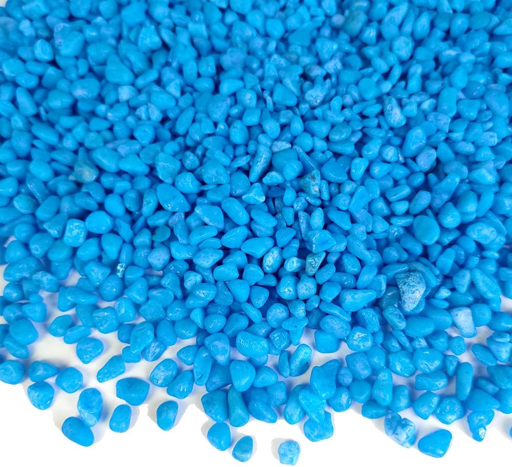 HappyFiller Succulent and Cacus Gravels,3-5mm,Fairy Garden Mini Rocks,Aquarium Fishbowl Decor Pebbles,Indoor Plants Topper Dressing Small Stones,1.1 LB,Blue