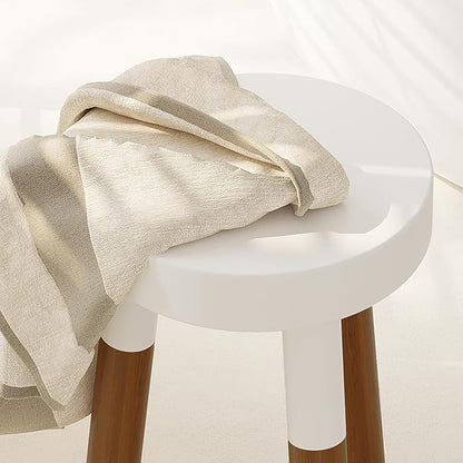 Reverse Dipped Wood Plant Stand, Wood Accent Stool,Milking Stool Set (16" H x 12" D+18" H x 12" D)