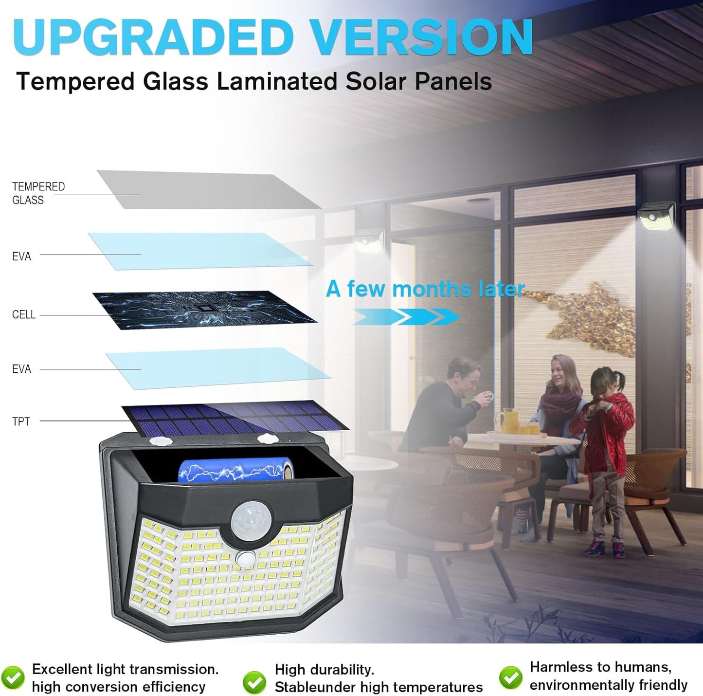 Aootek Solar Lights 4 Packs, Motion Sensor Light IP65 Waterproof with 3 Lighting Modes,Solar Lights Outdoor Waterproof for Garden Patio Garage Yard Deck