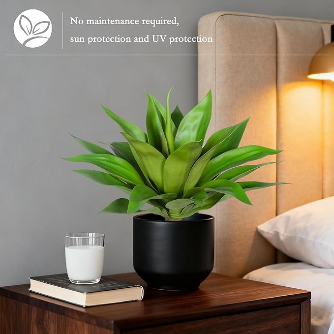 Artificial Agave Plant Fake Agave Plant Artificial Plants Outdoor Uv Resistant Artificial Fake Plants Suitable for Indoor Home Decor Outdoor Courtyard Balcony Terrace Decor 20.9'',Green,1Pcs