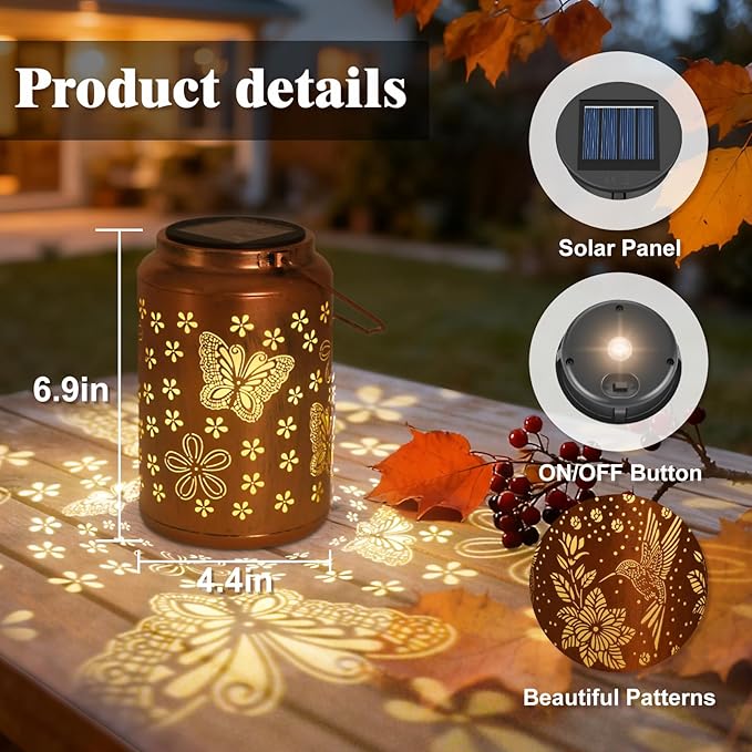 Gifts for Women Men Butterfly - Solar Lights Outdoor Garden Decor for Outside, Solar Lantern Outdoor Waterproof for Outdoor Decor, Pathway, Yard, Patio Landscape Lighting
