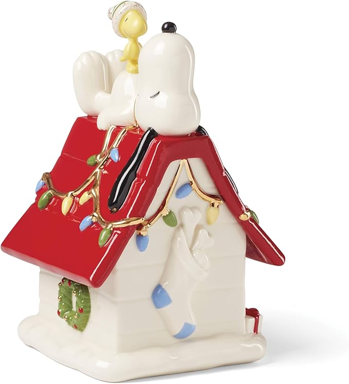 Lenox 896324 Snoopy Christmas Covered Candy Dish, Holiday Hosting