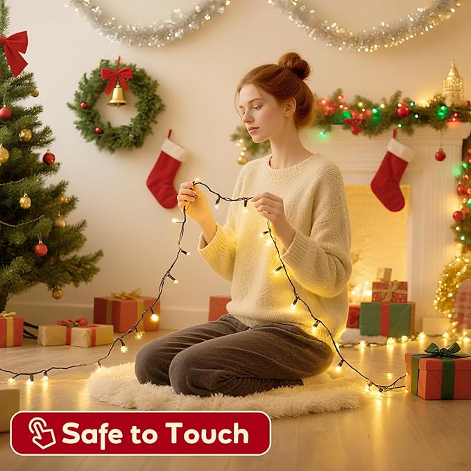 Hishine 164FT 1000LED Christmas Lights Outdoor String Lights Indoor 8 Modes Waterproof Plug in Christmas Tree Light for Holiday, Warm White