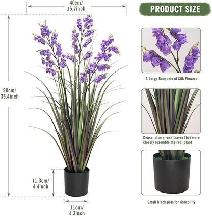 Green Onions Home Decor Fake Plants Lily of The Valley Snake Plant Home DéCor Accents Artificial Grass Room Decor Artificial Plants Indoor Artificial Grass 36" 1 Pack(Purple)