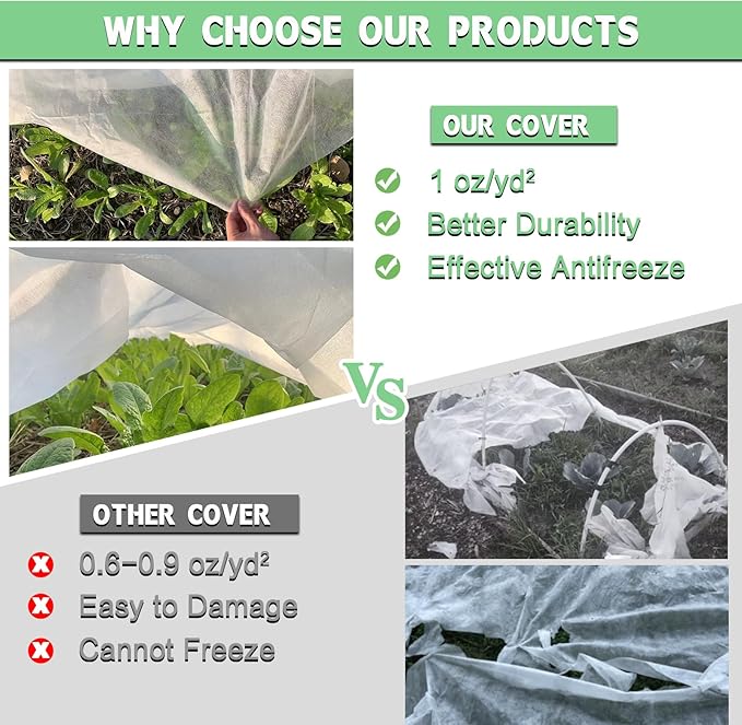 Plant Covers Freeze Protection, 7'x 100' Frost Cloth for Outdoor Plants, Winter Plant Cover for Frost Protection, Plant Blanket Floating Row Covers for Garden and Tree