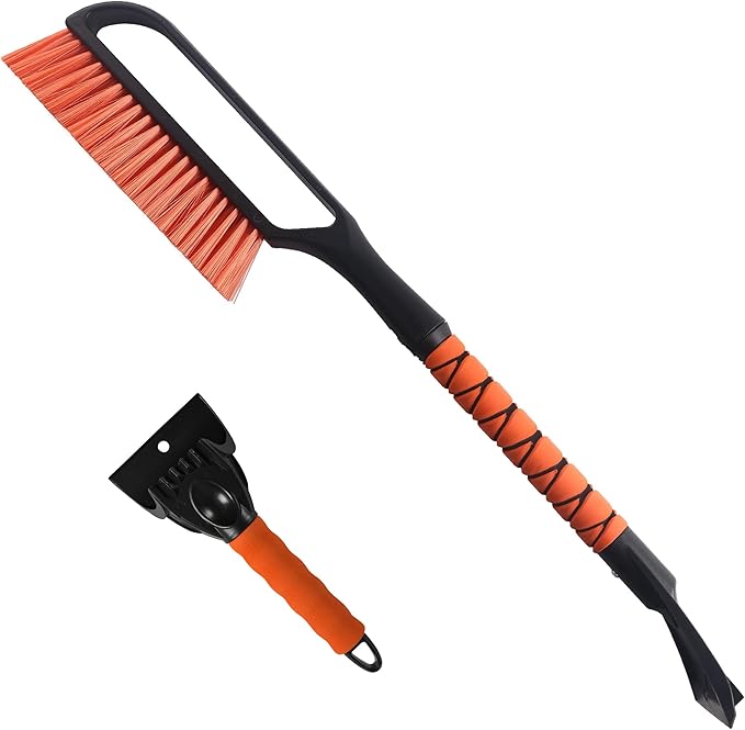 27" Snow Brush & Ice Scraper for Car Windshield, Detachable Snow Scrapers with Foam Grip for Cars, Trucks, SUVs