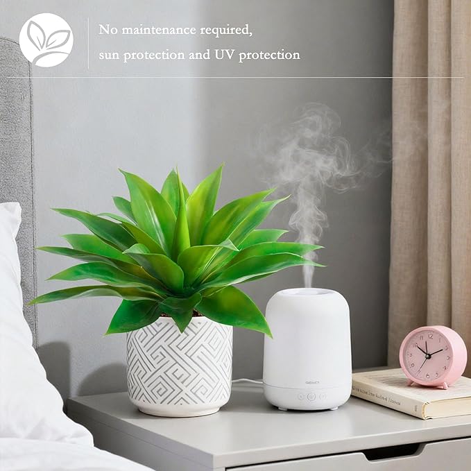 Artificial Agave Plant Fake Agave Plant Artificial Plants Outdoor Uv Resistant Artificial Fake Plants Suitable for Indoor Home Decor Outdoor Courtyard Balcony Terrace Decor 1Pcs,17.8'',Green