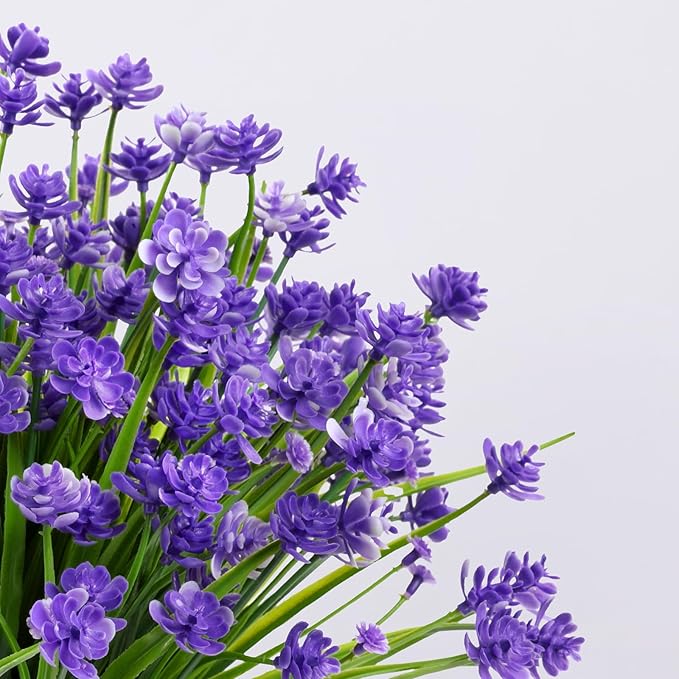 AGIRL 24 Bundles Artificial Flowers for Outdoor,No Fade Fake Plastic Flowers Faux Plants for Decoration Hanging Planters Indoor Outside Garden Porch Window Box Home Wedding Farmhouse