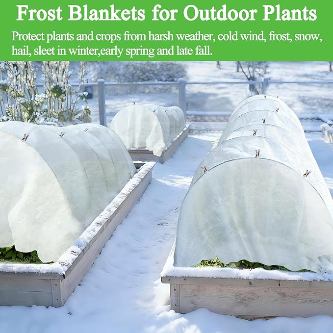 POILKMNI 10'x33' Plant Covers Freeze Protection - Plant Covers for Winter, Frost Cloth Tree Freeze Protection, Frost Blankets for Outdoor Plants, Winter Floating Row Cover
