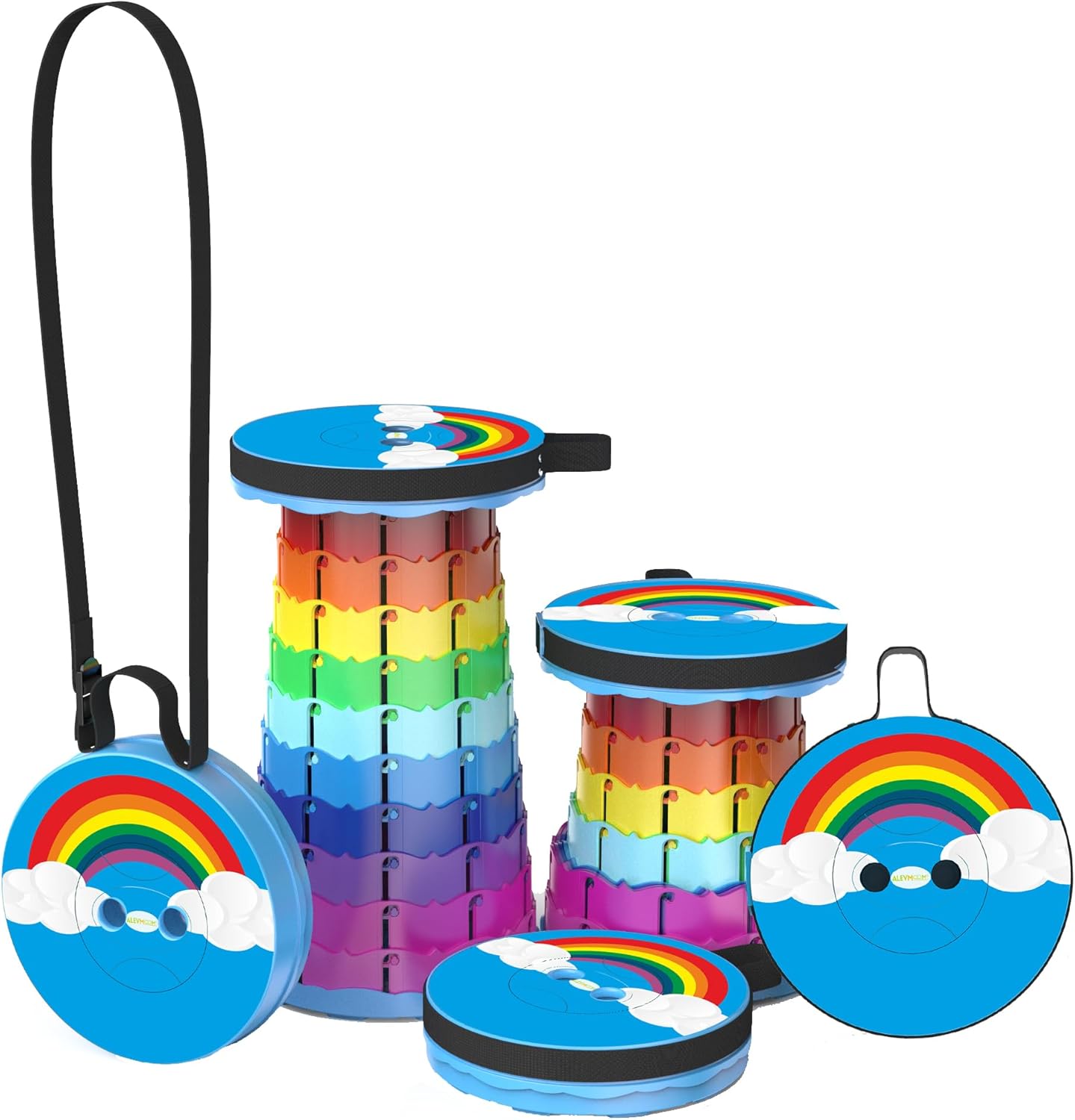 ALEVMOOM Portable Collapsible Stool Retractable Folding Telescoping Stool for Adults Sturdy Capacity 440lbs Foldable Camping Stool for Outdoor Hiking Garden BBQ