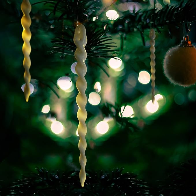 AMS Christmas Sparkling Glitter Icicle Ornaments 30 PCS Acrylic Icicles Ornament Set for Christmas Tree New Year Party Decorations Supplies(5.3''/13.5cm, Ivory White)